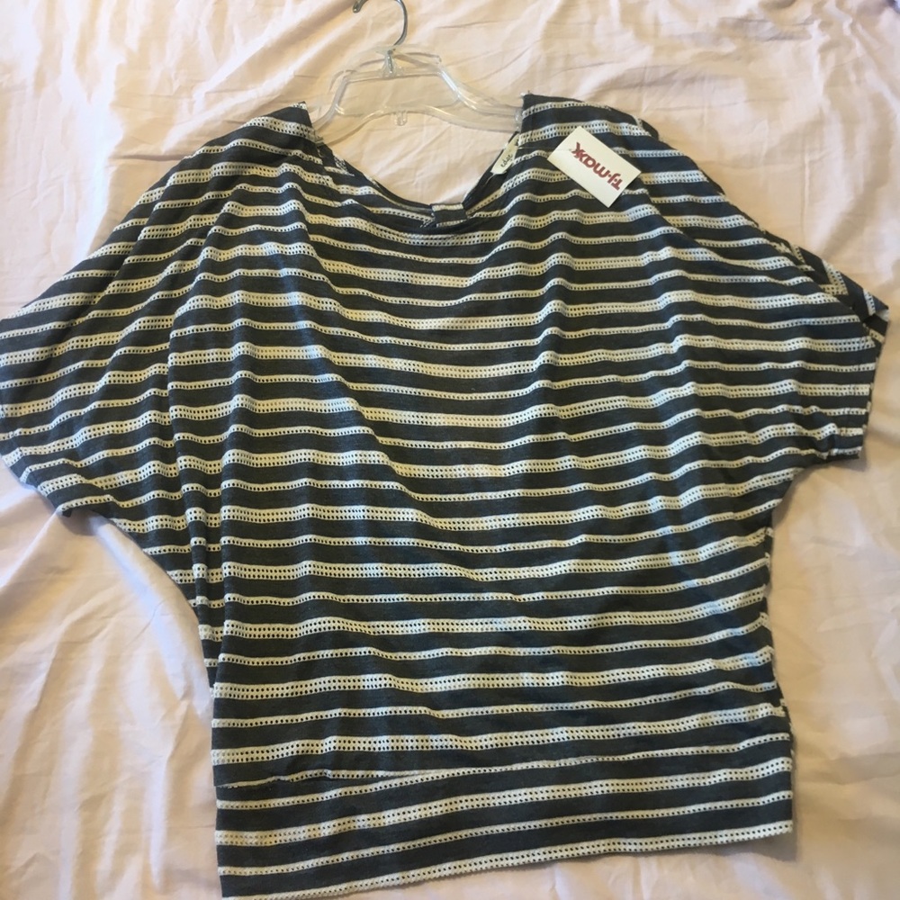 Striped dolman shirt with open back
